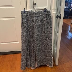 ME+EM Textured Navy and White Wide-Leg Pants - Size 10 (ASK FOR INSEAM)